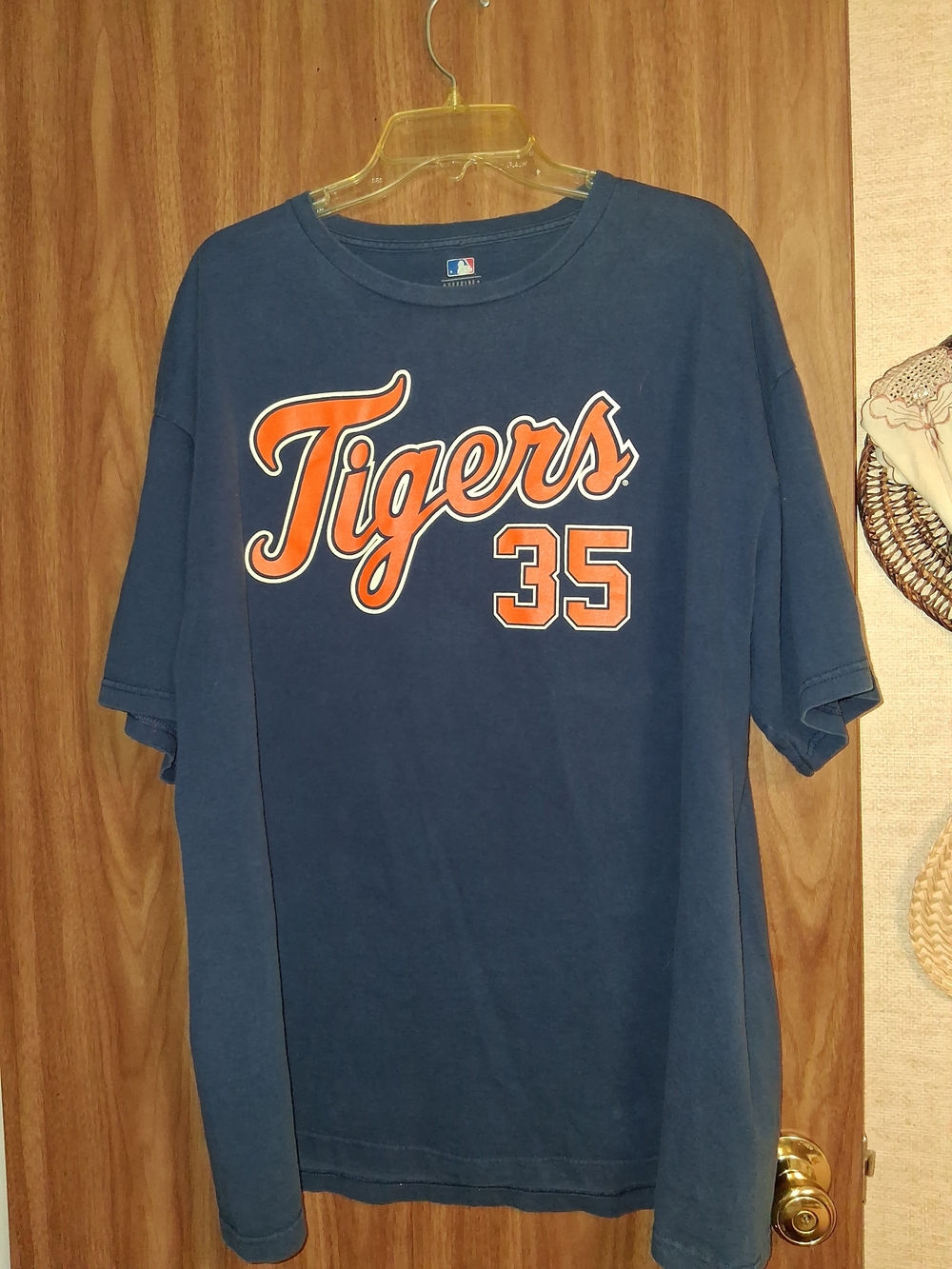 MLB Detroit Tigers Navy Blue Tee with Orange & White Script